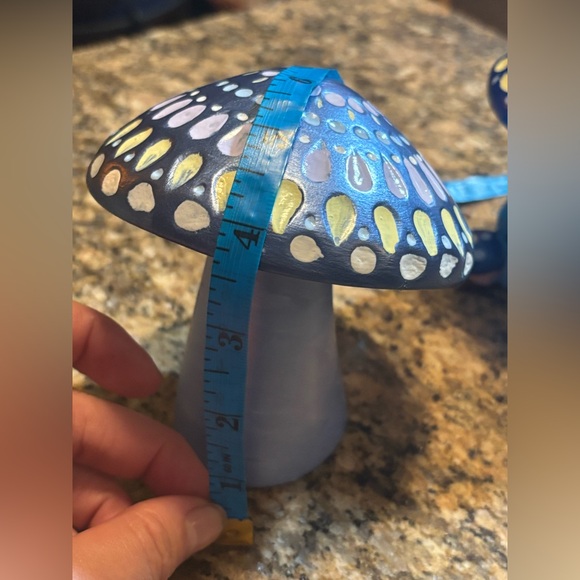 Whimsical Colourful Ceramic Blue Mushroom Decor Home Garden Kids Party Enchanted - Picture 16 of 17